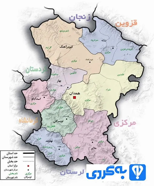 نقشه روستاهای همدان 